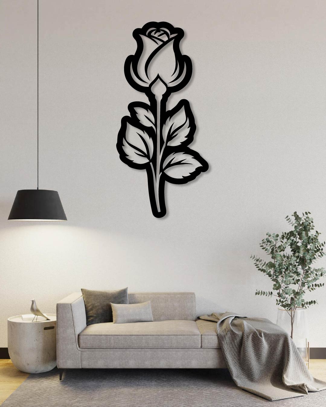SIMPLE ROSE INVERTED METAL WALL ART