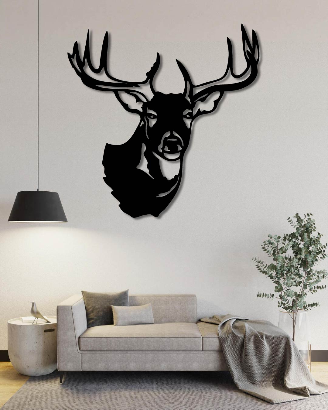 Deer Head Trophy Metal Wall Art Frame