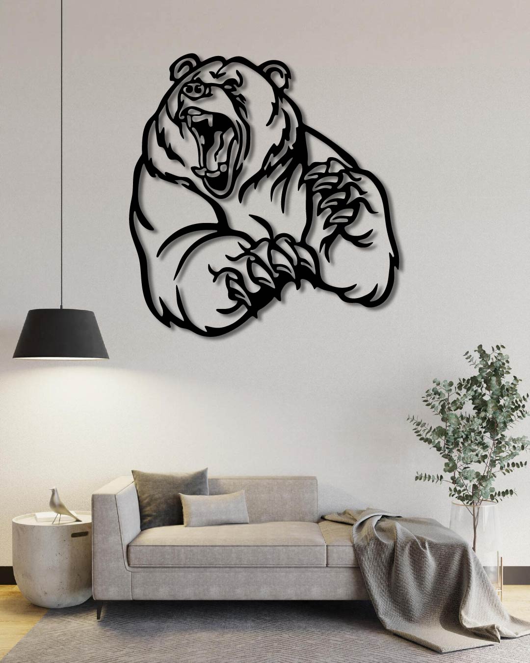 Angry Bear Metal Wall Art Frame