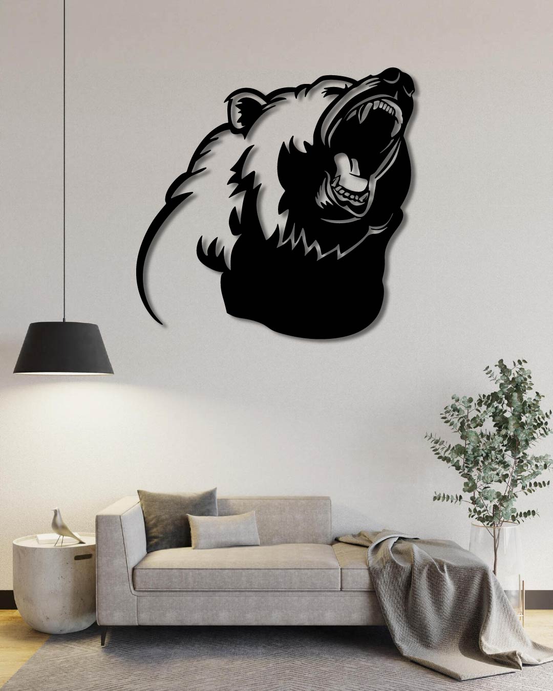 Bear Roaring Metal Wall Art Frame