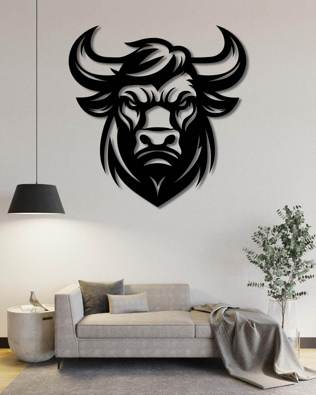 Angry Bull Metal Wall Art Frame