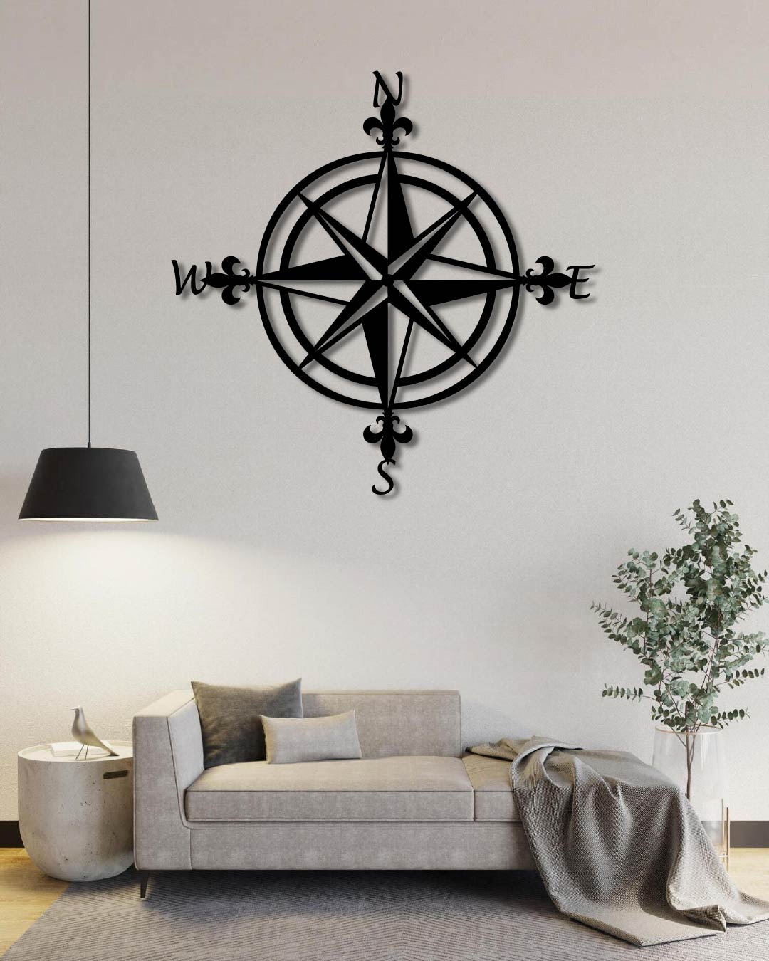 NAUTICAL COMPASS METAL WALL ART