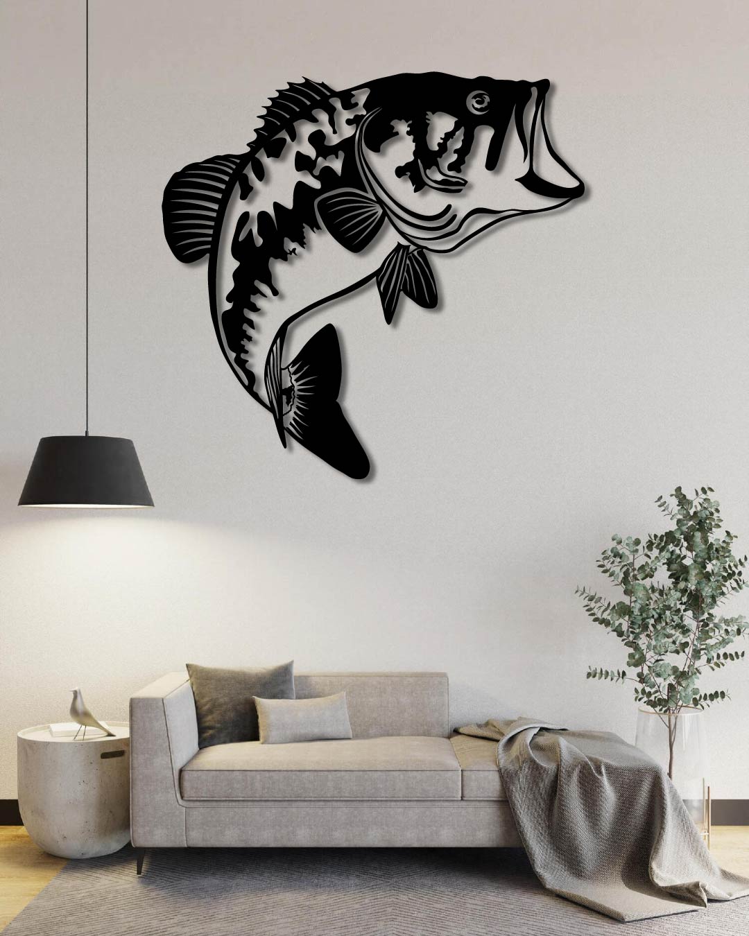 Bass Fish Metal Wall Art Frame