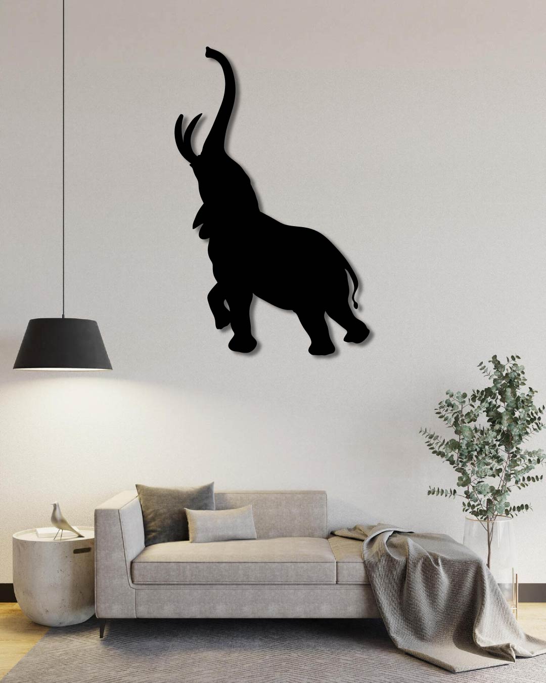 Elephant Trumpet Metal Wall Art Frame