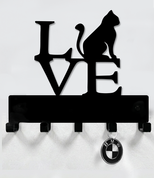 Love Cat Leash, Collar And Key Holder Steel / Metal