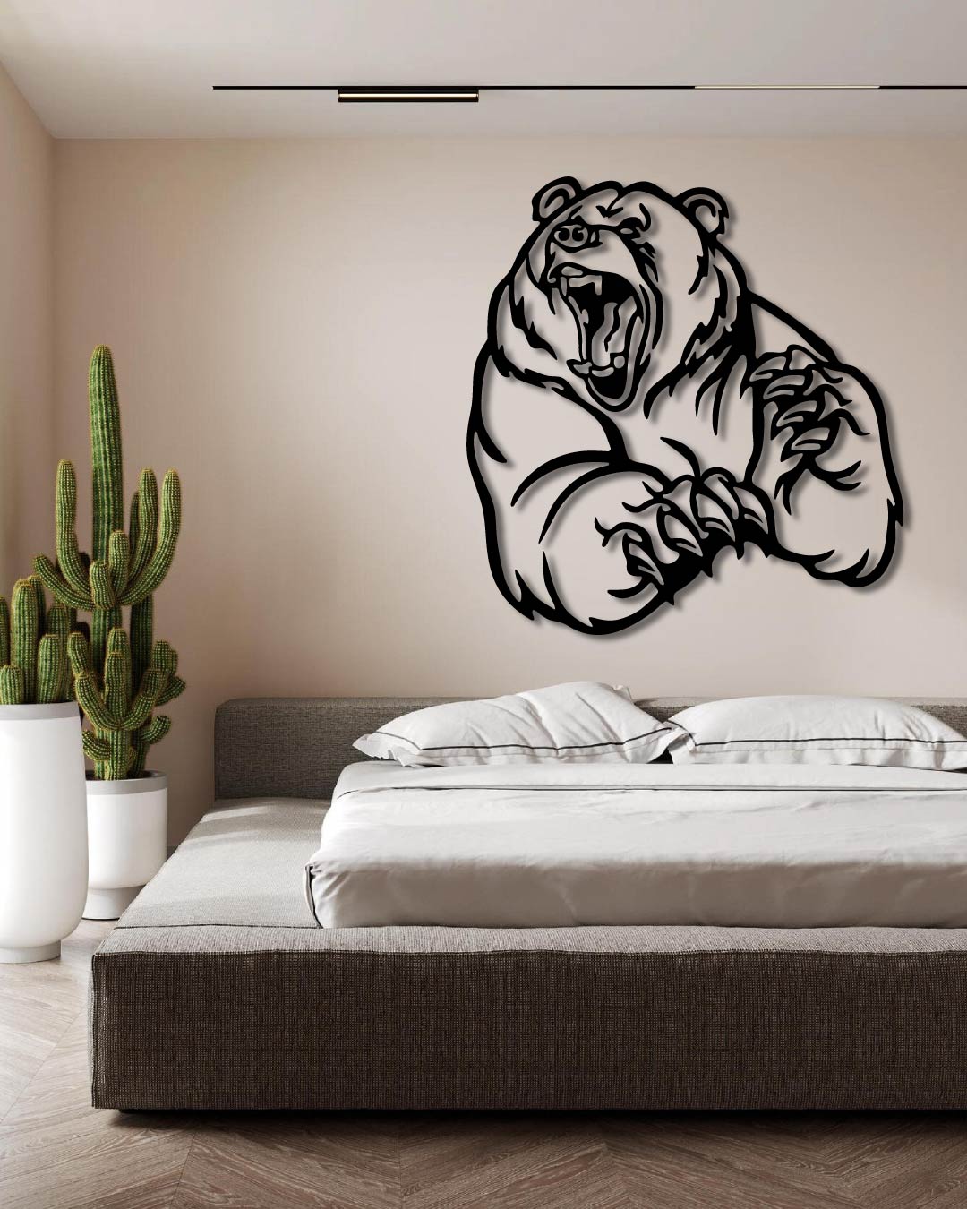 Angry Bear Metal Wall Art Frame