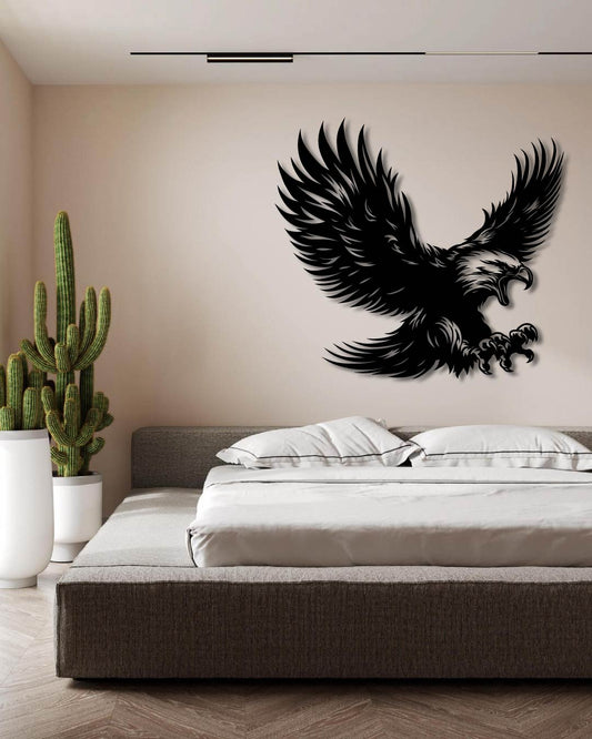 Eagle Flying Hunting Metal Wall Art Frame