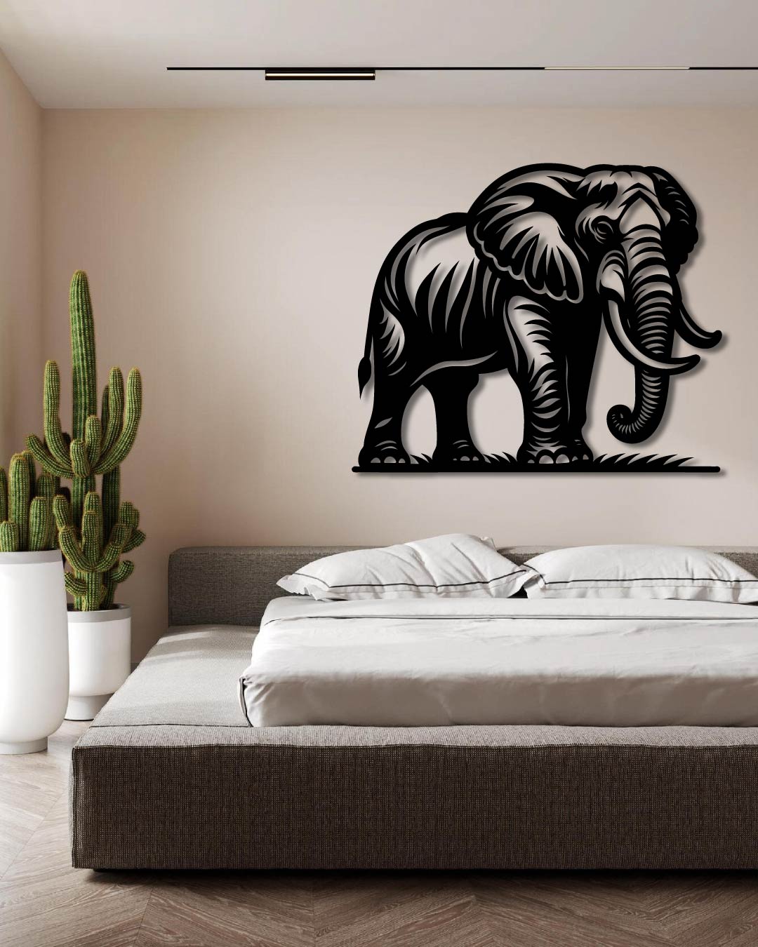 African Elephant Metal Wall Art Frame