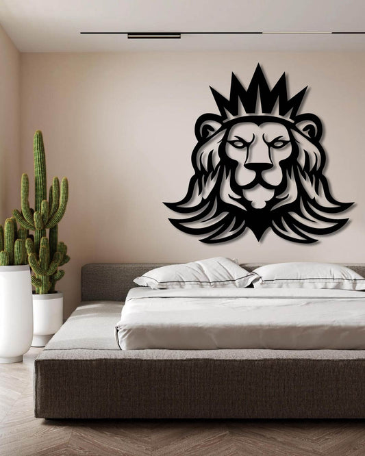 Lion Head Crown Metal Wall Art Frame