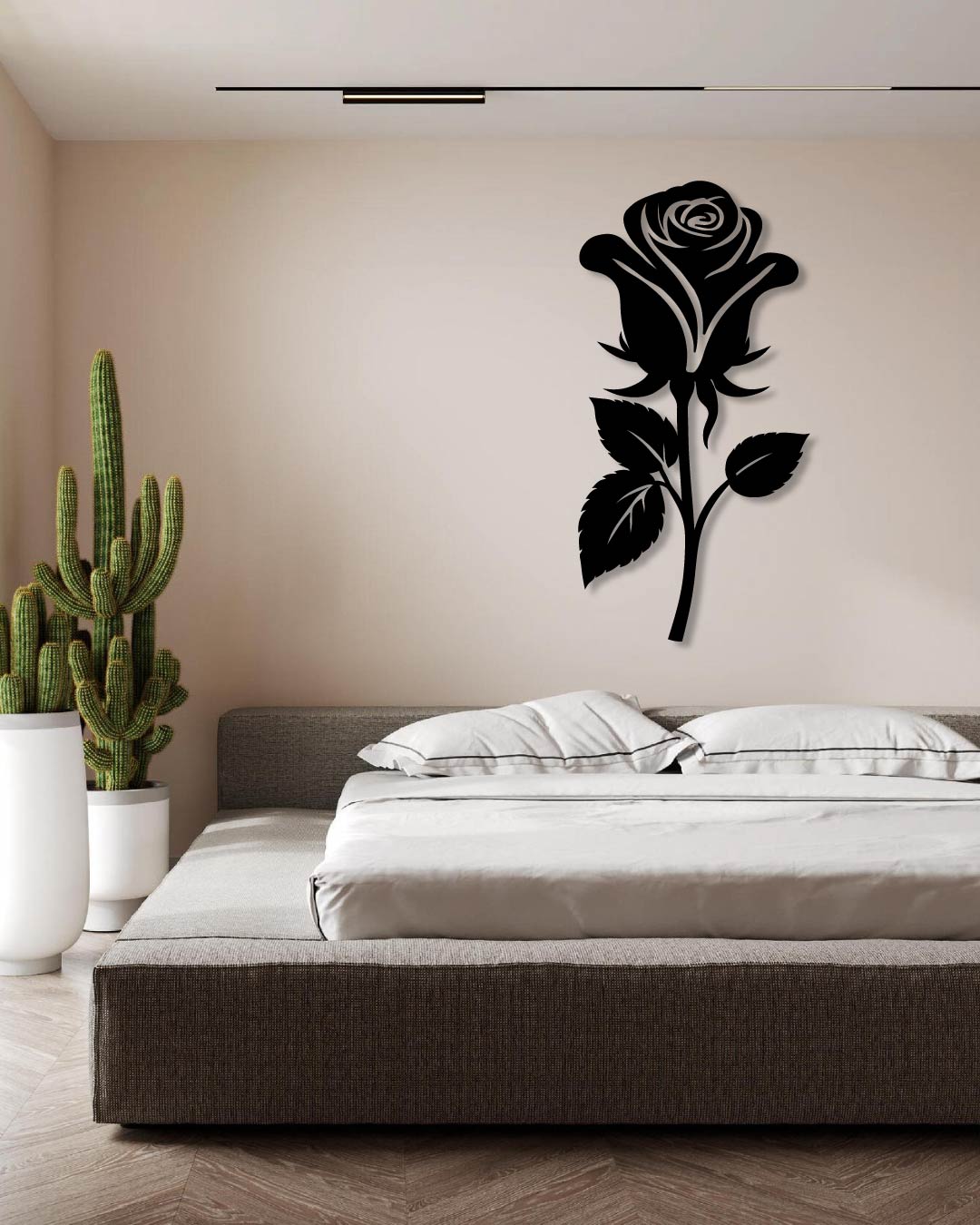 ROSE AND STEM METAL WALL ART