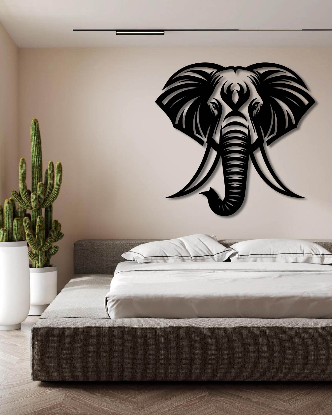 Elephant Front Portrait Metal Wall Art Frame