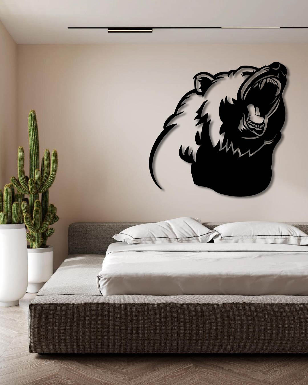 Bear Roaring Metal Wall Art Frame