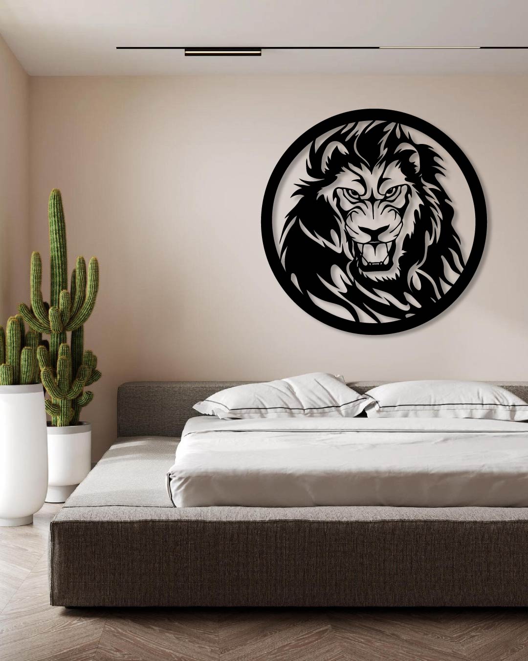 Lion Head Circle Metal Wall Art Frame