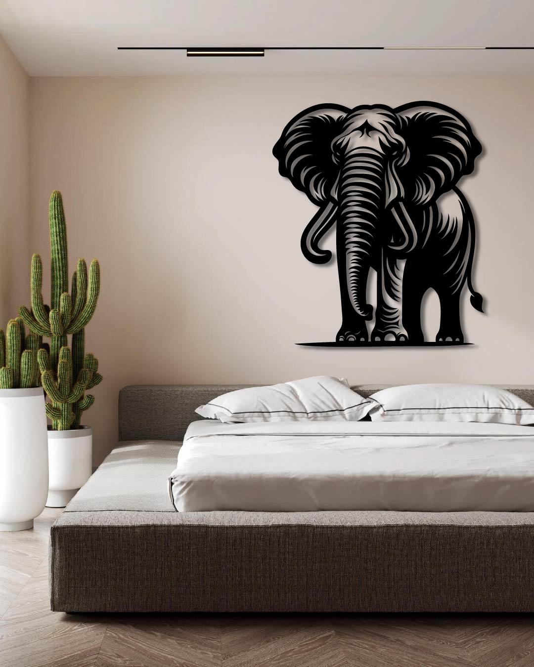 Elephant Wildlife Metal Wall Art Frame