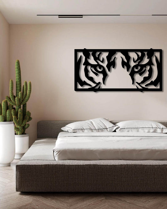 TIGERS EYES 3 DIMENSIONAL METAL WALL ART FRAME HUNTING SAFARI