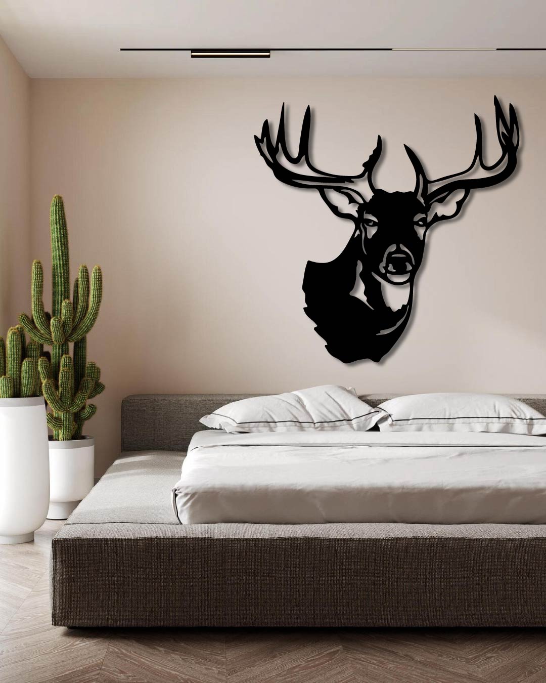 Deer Head Trophy Metal Wall Art Frame