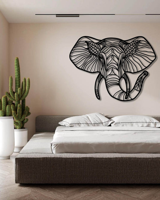 Elephant Front Textured Metal Wall Art Frame