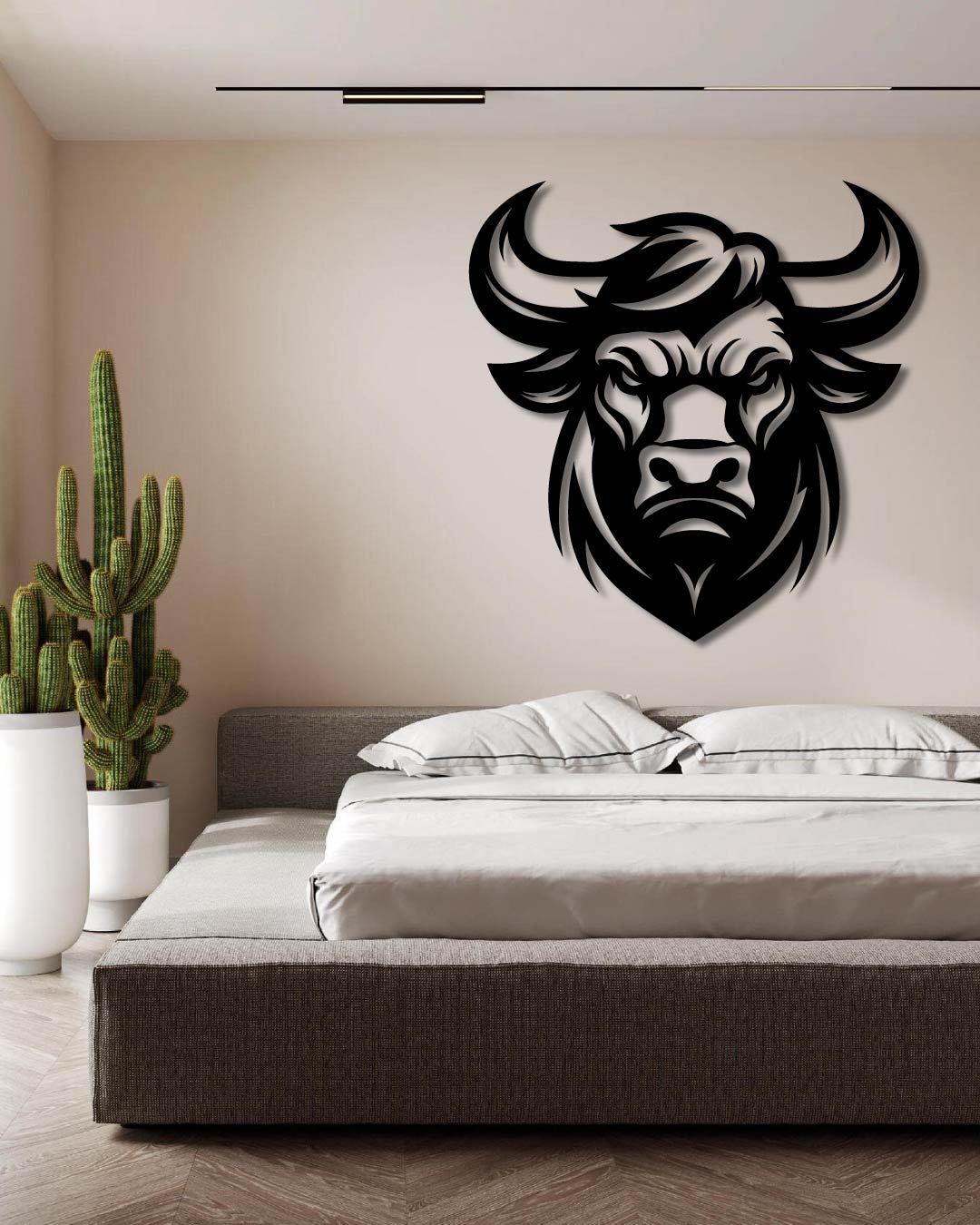 Angry Bull Metal Wall Art Frame