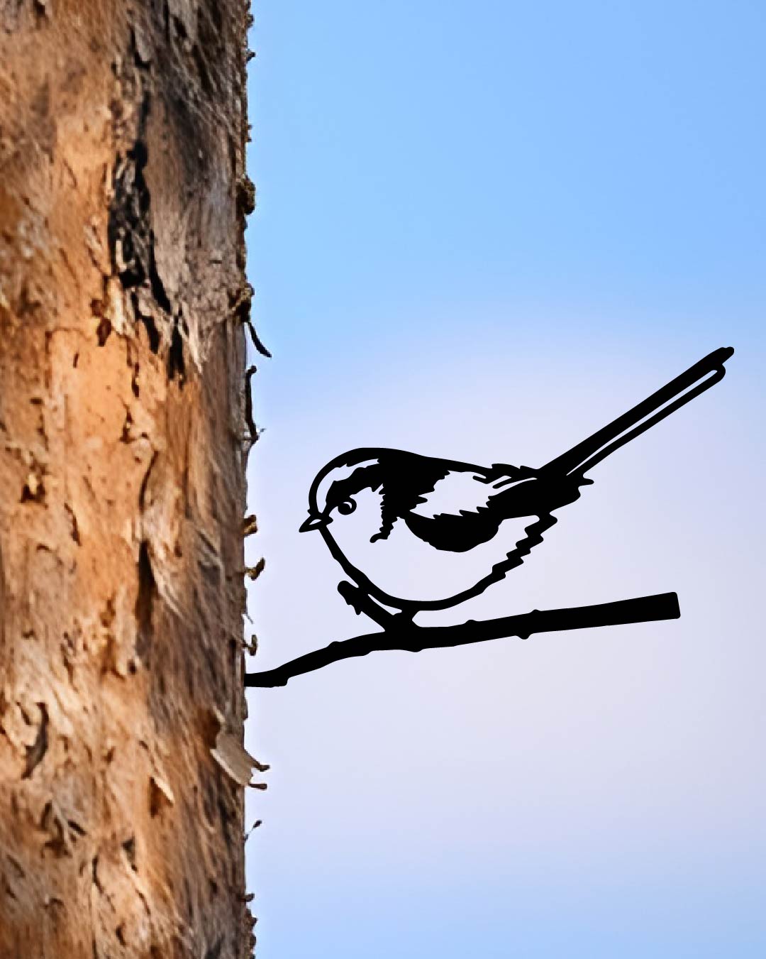 LONG-TAILED TIT Bird knock in metal art silhouette