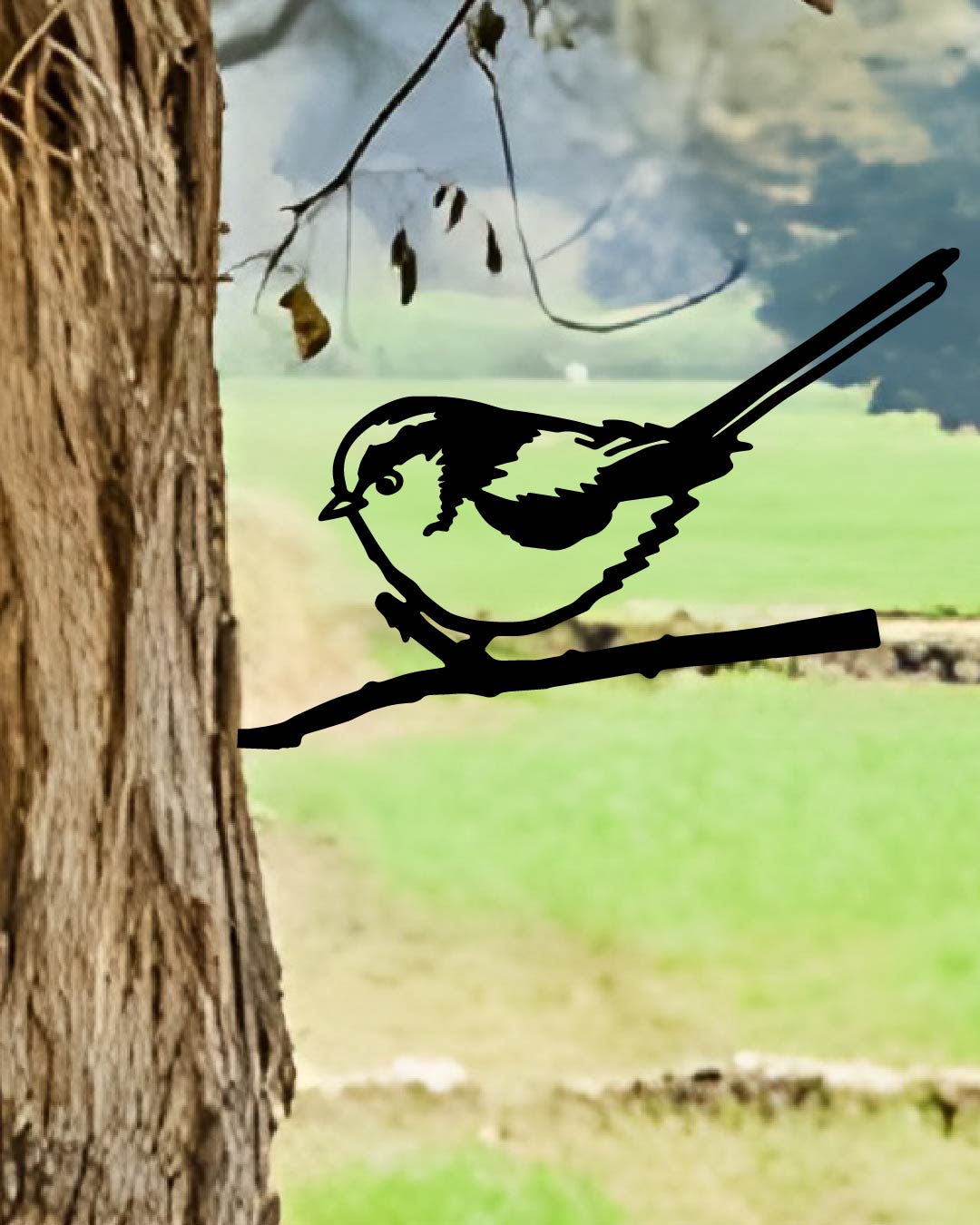 Long-tailed Tit Bird Knock In Metal Art Silhouette