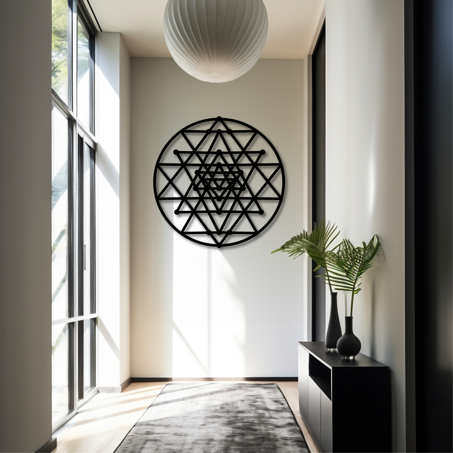 GEOMETRIC TRIANGLES ROUND METAL WALL ART