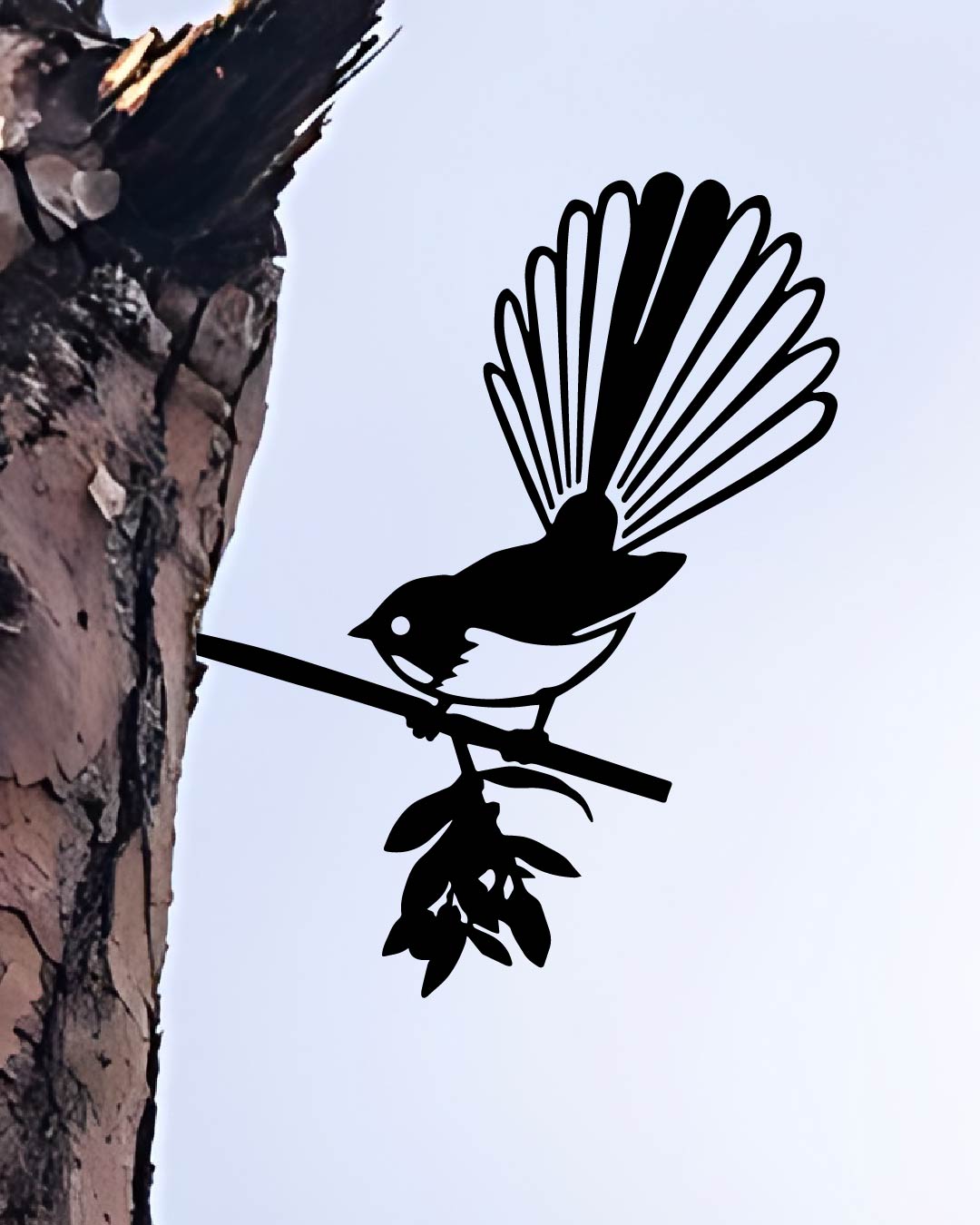 FANTAIL Bird knock in metal art silhouette